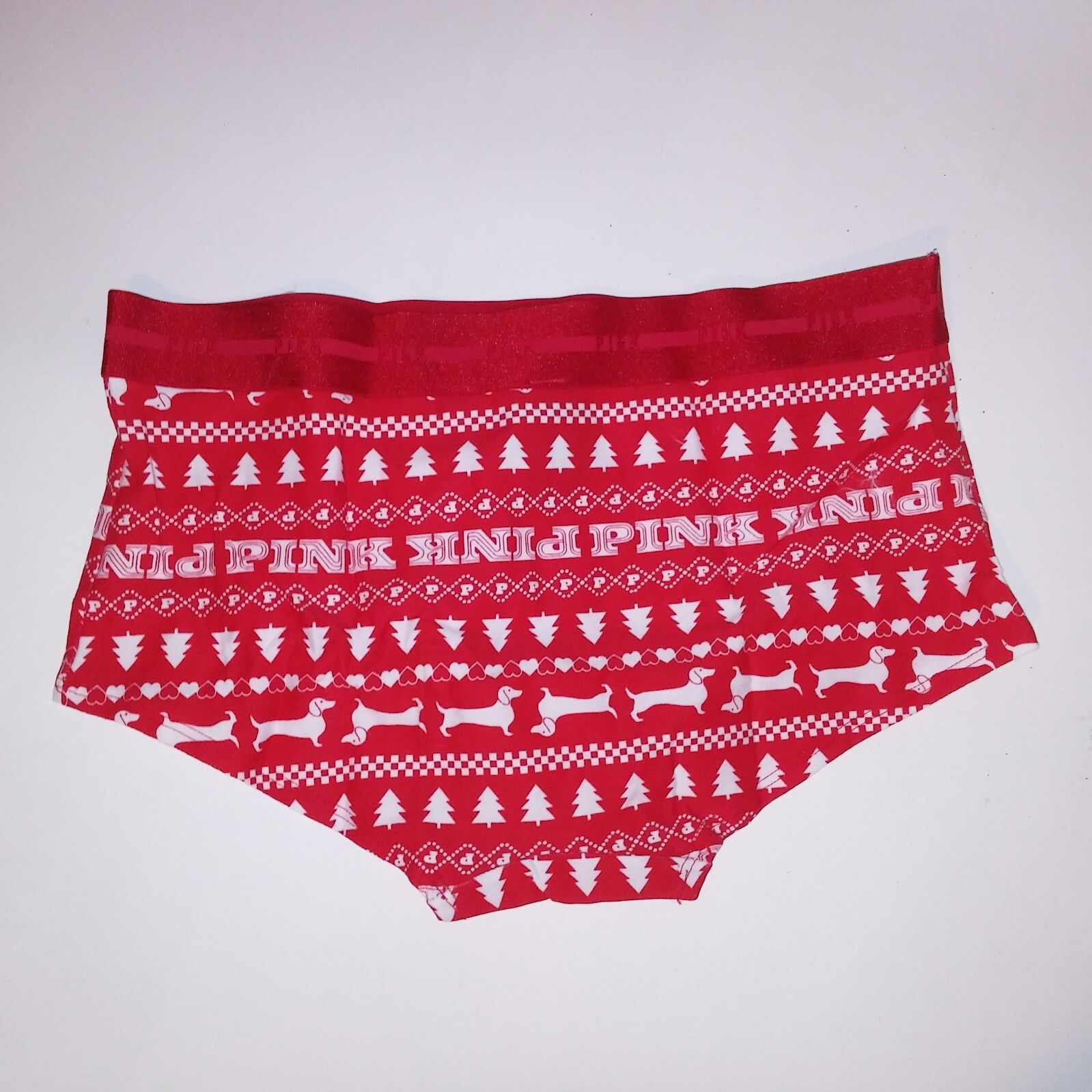 Victoria Secret PINK Panty Boyshort Shortie White Red Winter Christmas Fair Isle