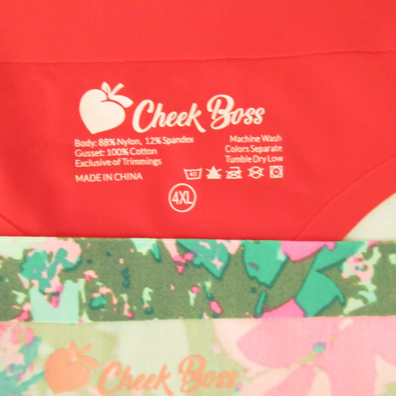 New 3 Pairs Cheek Boss Panties 4XL Green Floral Red Thong String Plus Size