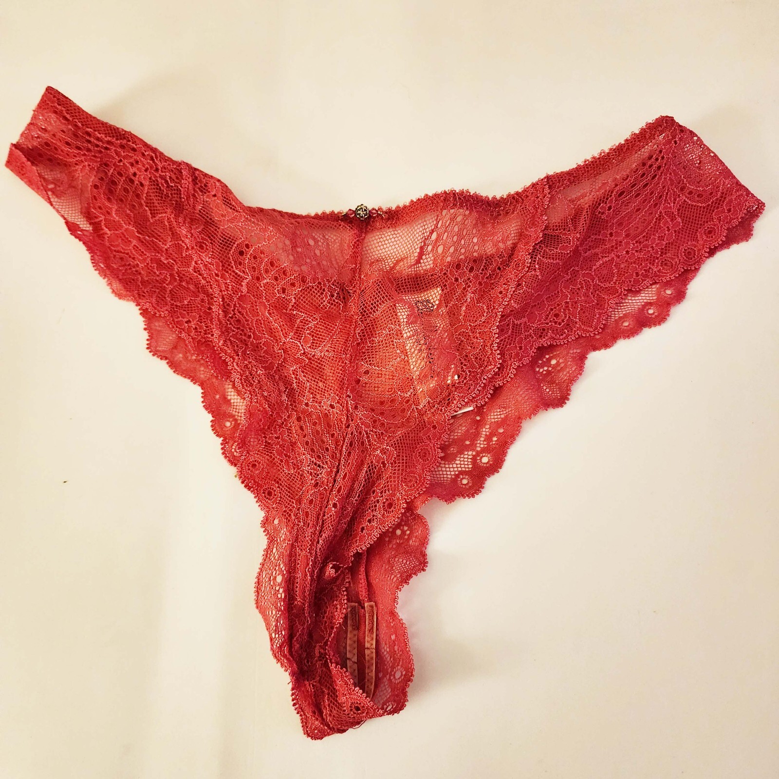 Vintage Elle Macpherson Floral Lace Thong