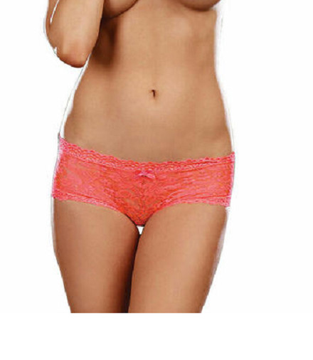 STRETCH LACE LOW RISE CHEEKY HIPHUGGER PANTY SCALLOPED LACE SATIN BOW TRIM S&XL