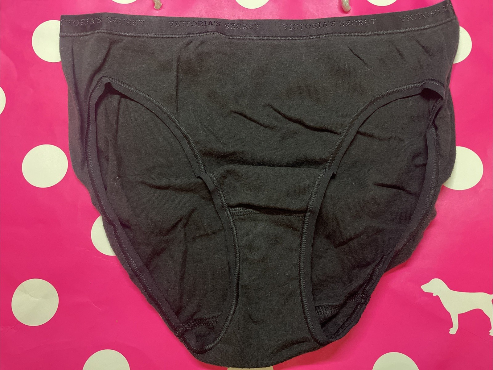 2008 VTG Victoria Secret Cotton Signature Logo Waist High Leg Brief Panties M