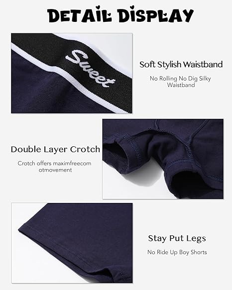 Cotton Boy Shorts Underwear for Women High-Waisted Full Coverage Boxer Briefs Pa