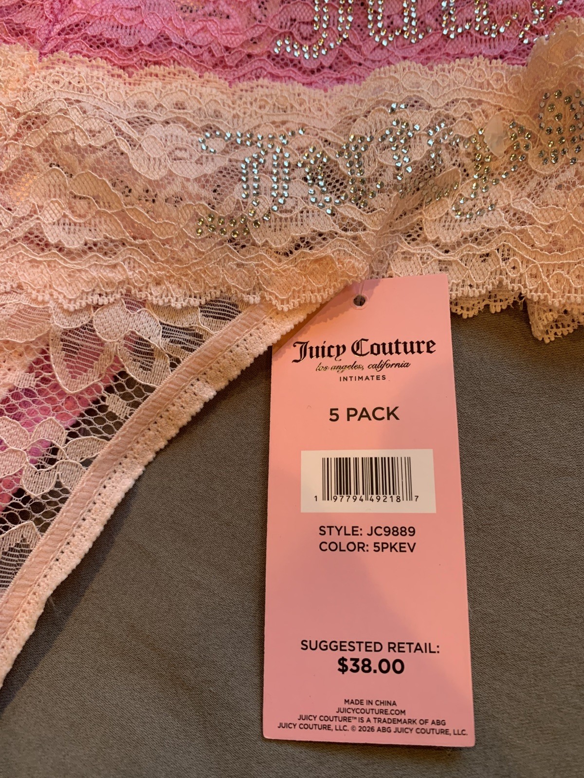 ✨ JUICY COUTURE — 5-Pack Luxe Lace Thong Set M — NEW WITH TAGS ✨