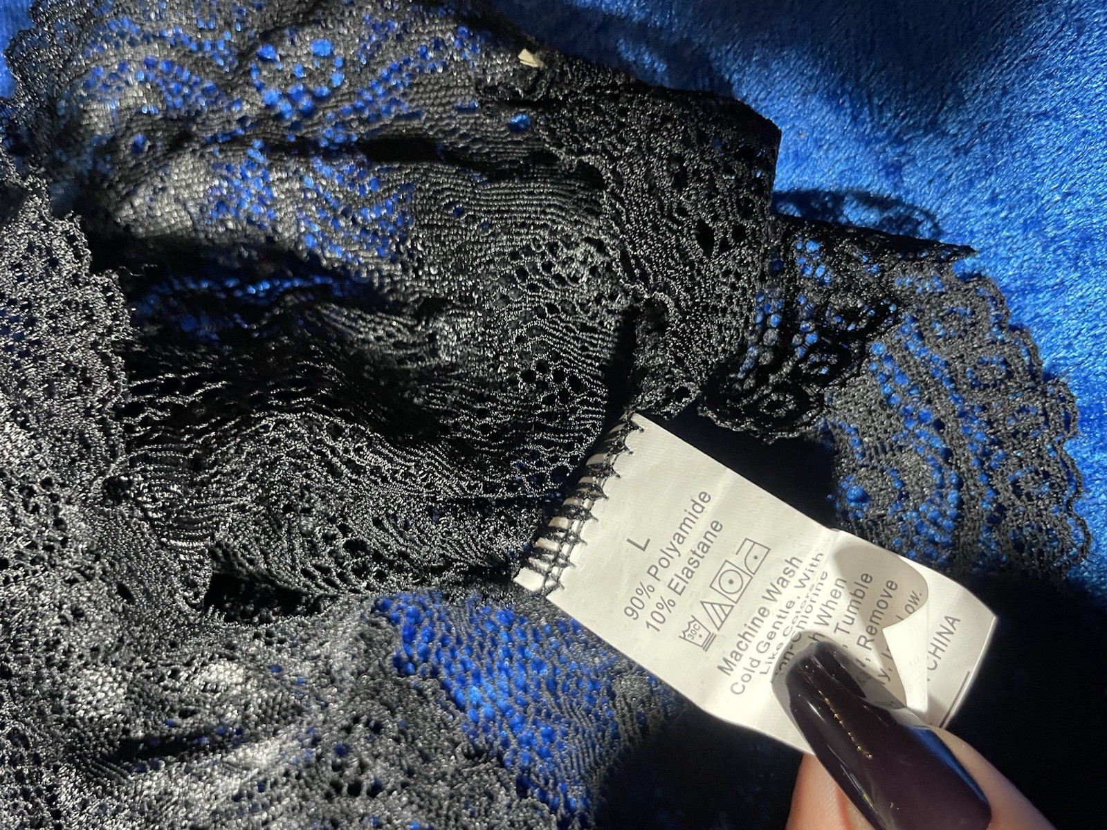 Black Nylon Lace Lingerie Lot Vanity Fair Panties, Cami, Thigh High Stockings M