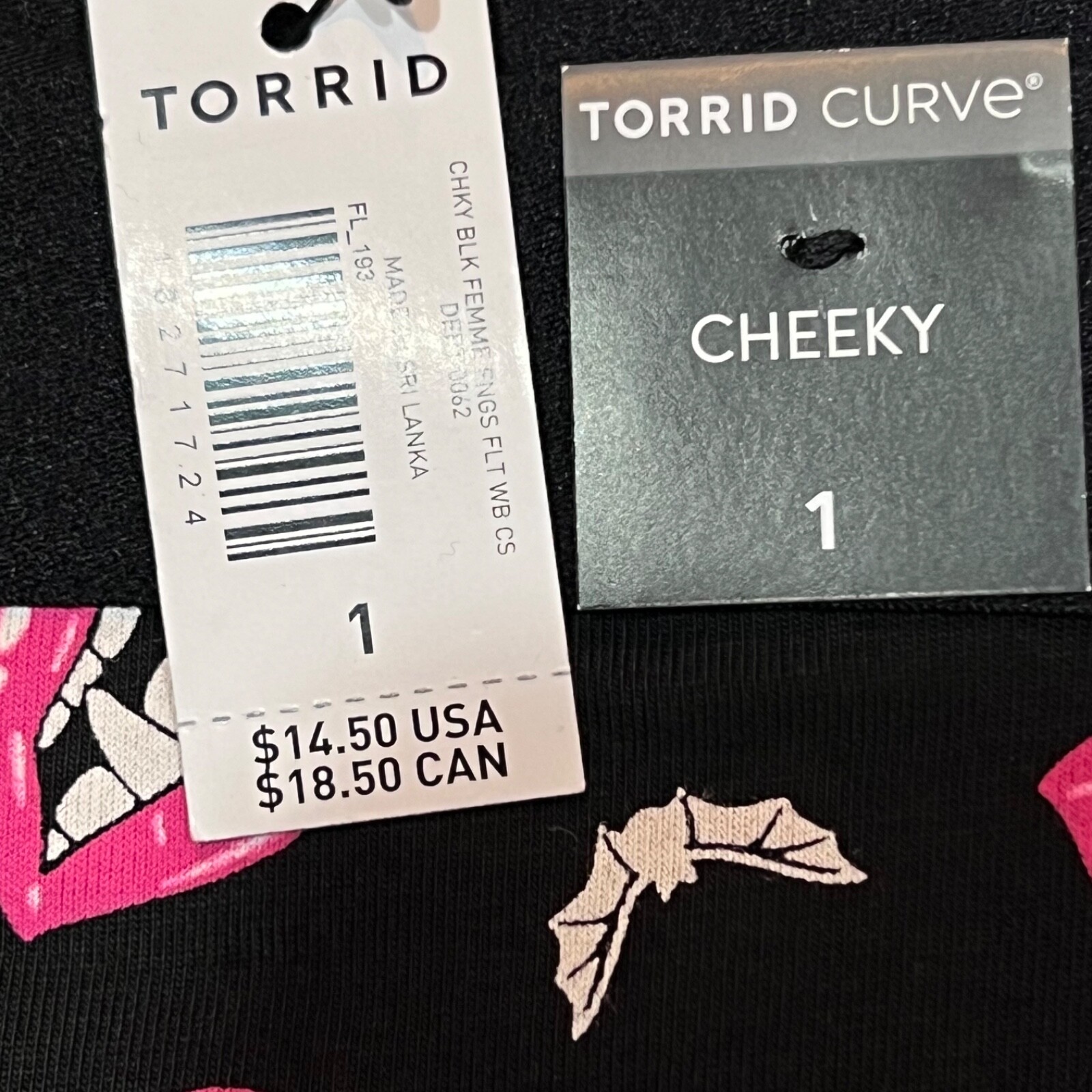 NWT TORRID Cheeky Pantie Sz 0X-1X-2X-3X Halloween Vampire Mouth Black