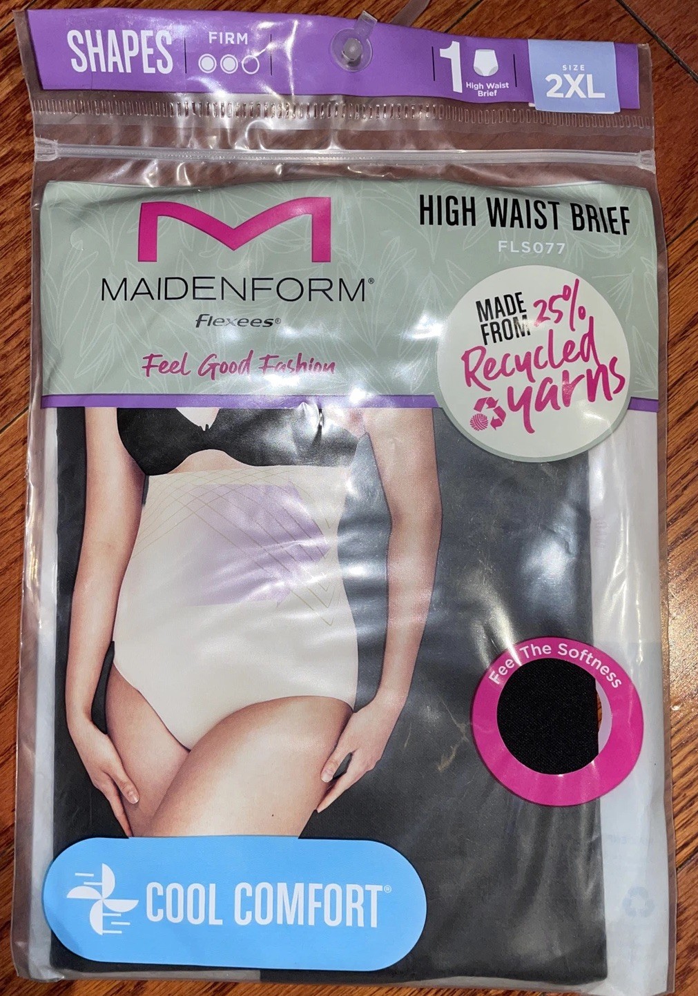 Womens Brief Panty Maidenform Flexees Black Firm High Waist Size 2XL