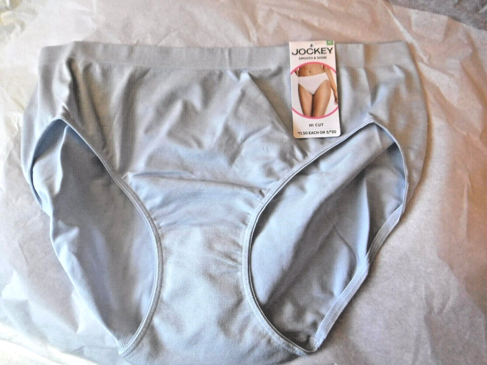 Jockey Smooth & Shine Seamfree Hi Cut Panty size 8 XL style 2188 light blue