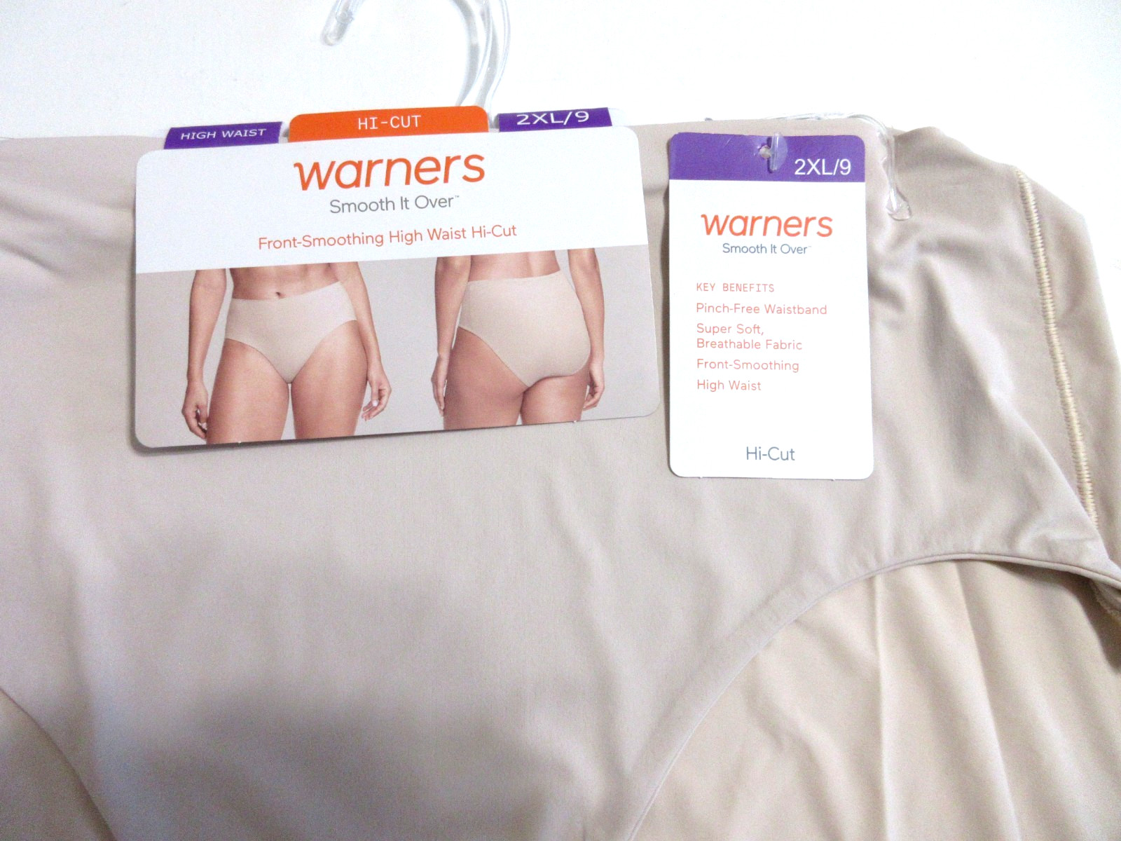 Warners HI CUT panties Smooth it over Front High waist RT9021 beige nylon~ 2XL/9