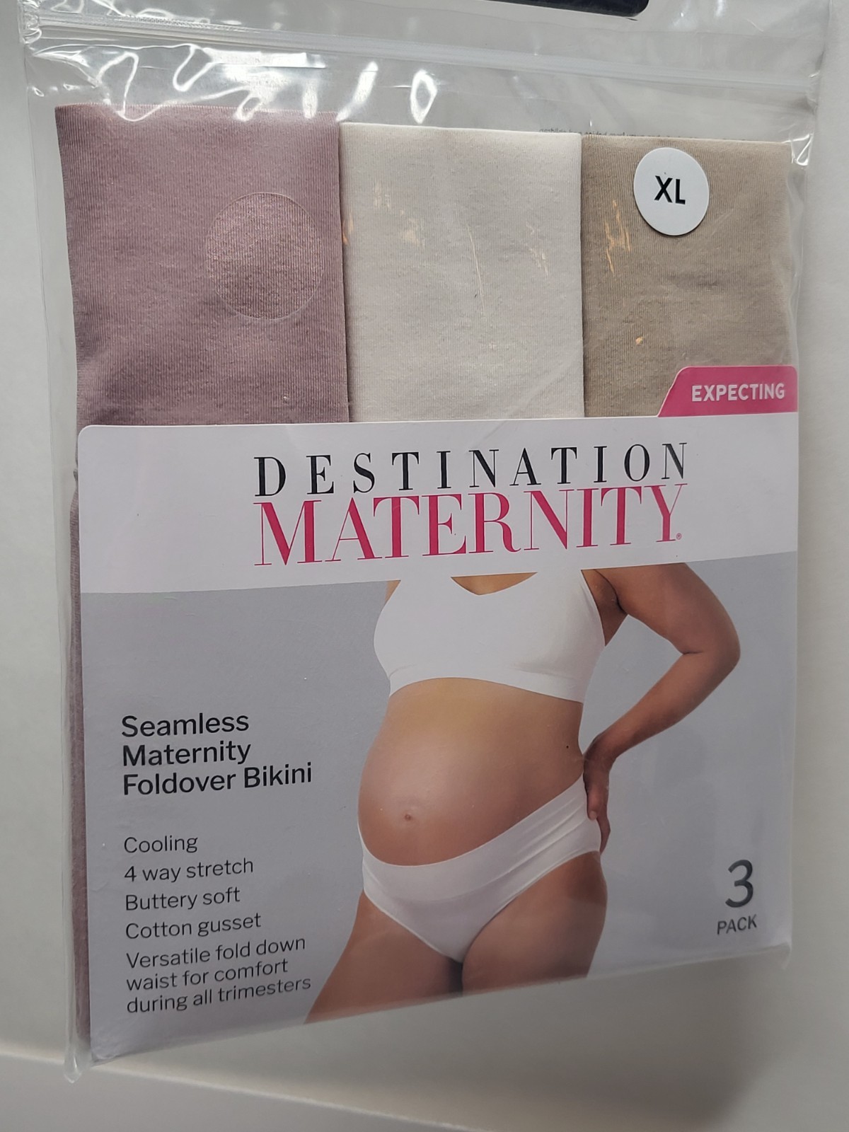 Destination Maternity XL 3 Pack Seamless Maternity Foldover Bikini Multicolor