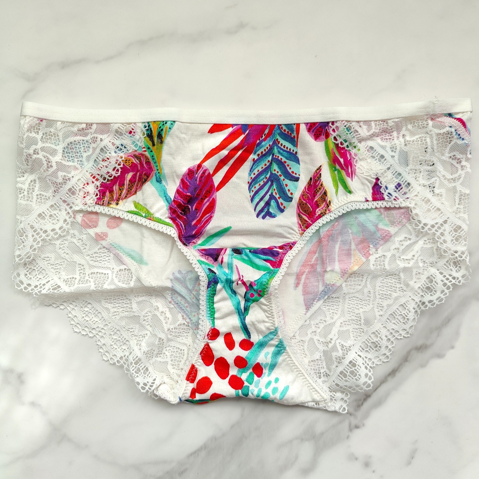 Soma Embraceable Enchanting Lace Hipster Panty Lush Tropics Mini Ivory Size M