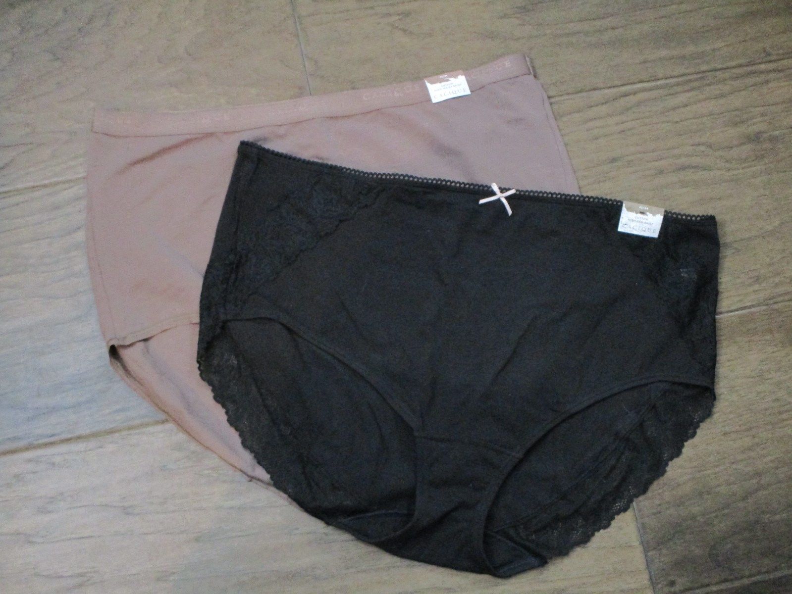 2-PACK CACIQUE HIGH-WAIST/HIGH LEG BRIEF PANTIES IN MOCHA/BLACK SIZE 22/24