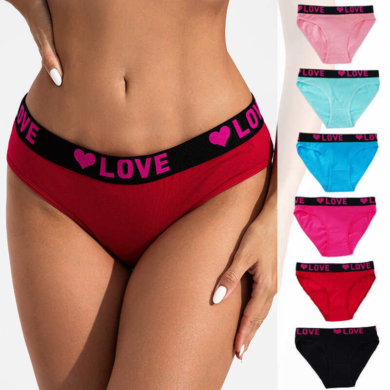 6 Pack Lot Sexy Ladies Womens Panties Briefs Heart Low Waist Underwear Lingeries