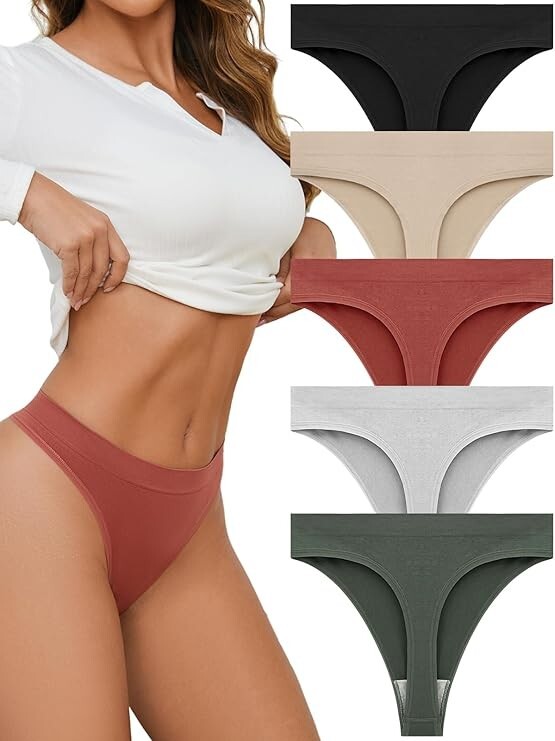 5-Pack Breathable Seamless Thongs: Comfortable Women’s Underwear (XS-2XL)