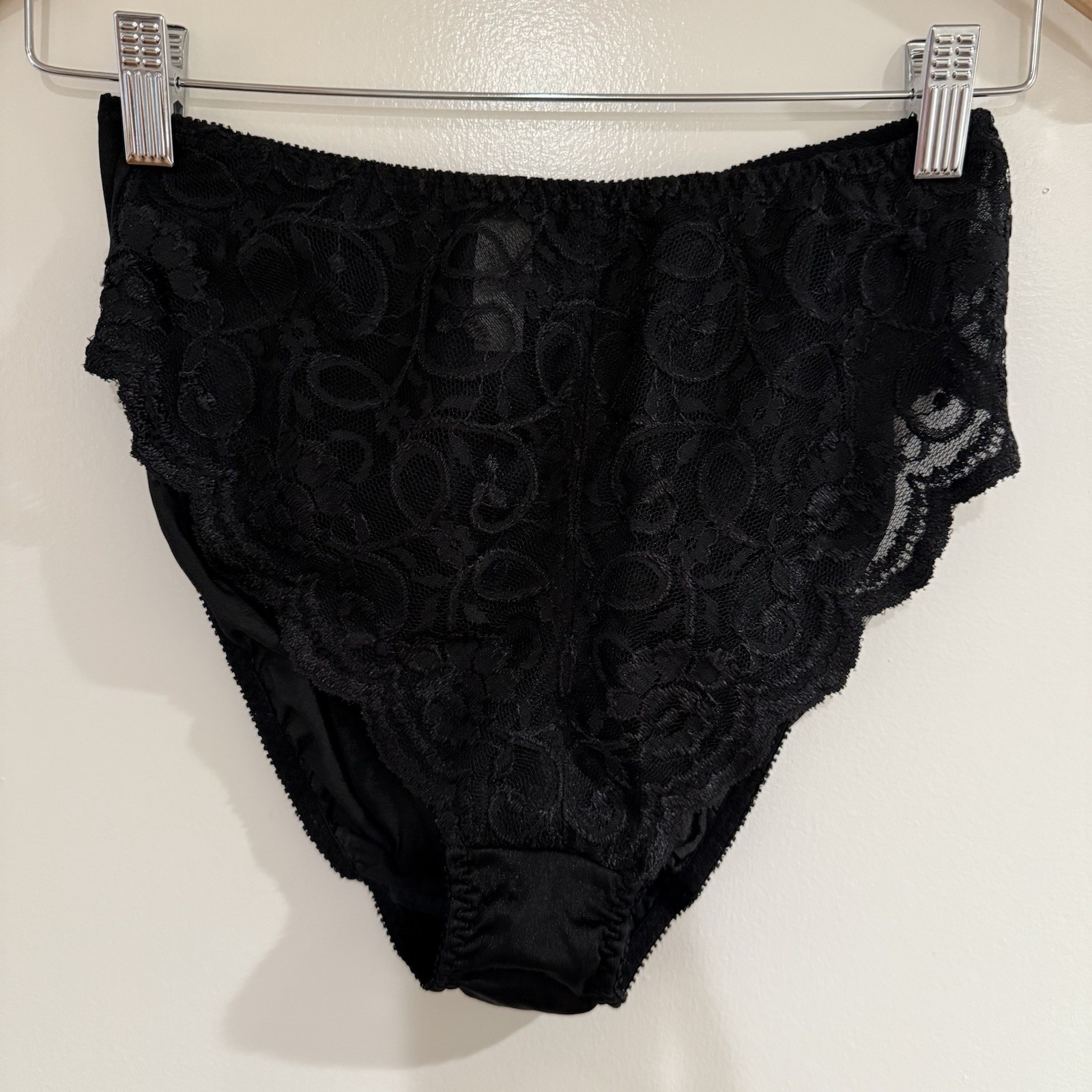 XL VINTAGE 90’s VICTORIA’S SECRET Hi-Cut Lace Blk Brief Panties RN41320 RARE