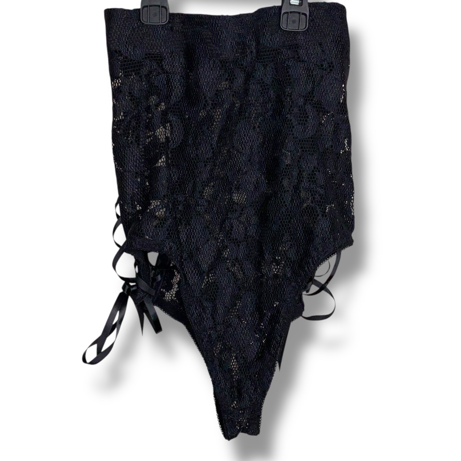 Small NWOT Black Lace Up High Waisted Panties Retro Gift