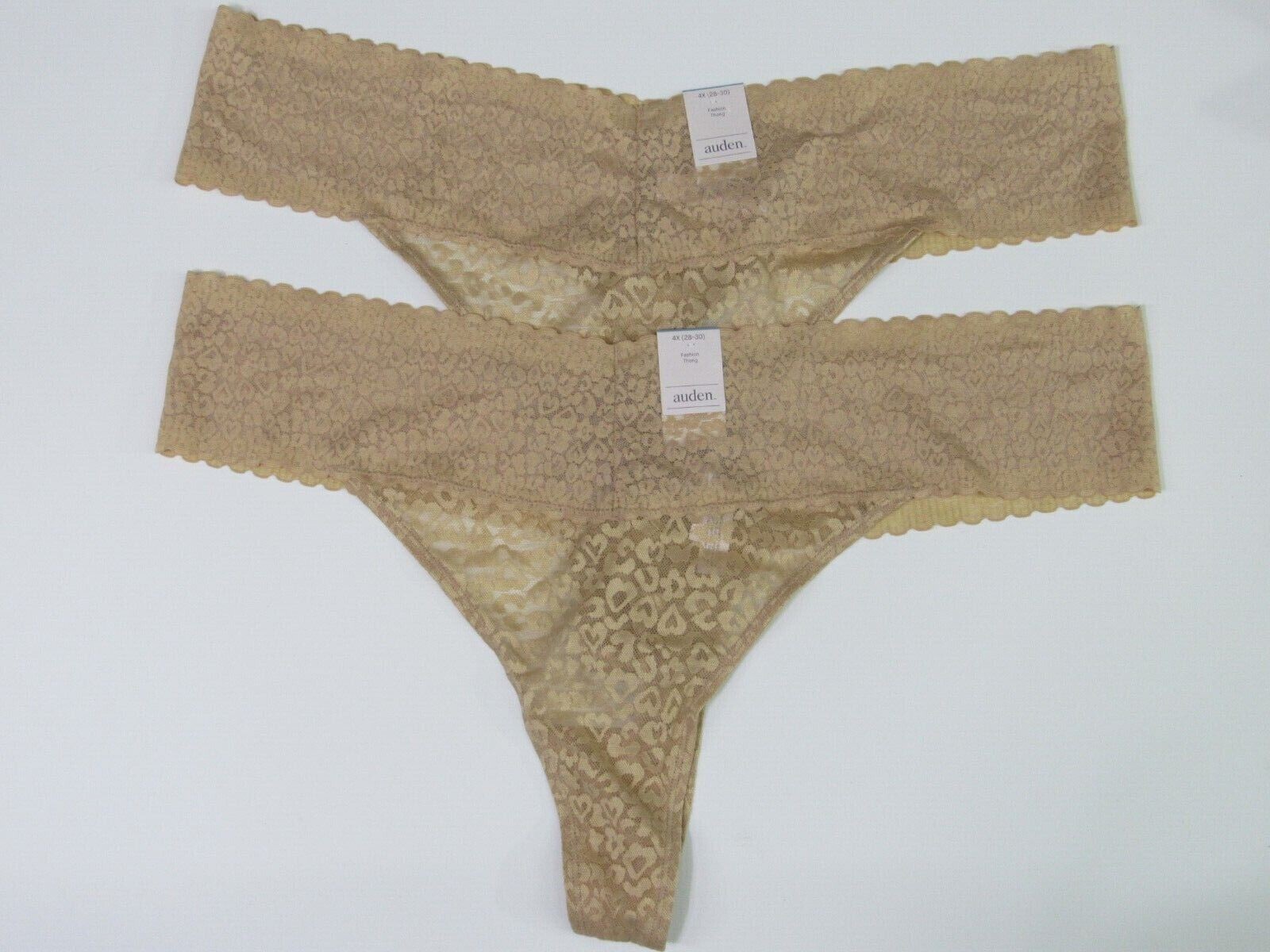 Women’s Plus Size All Over Lace 2 Pack Thong Auden 4X (28-30)