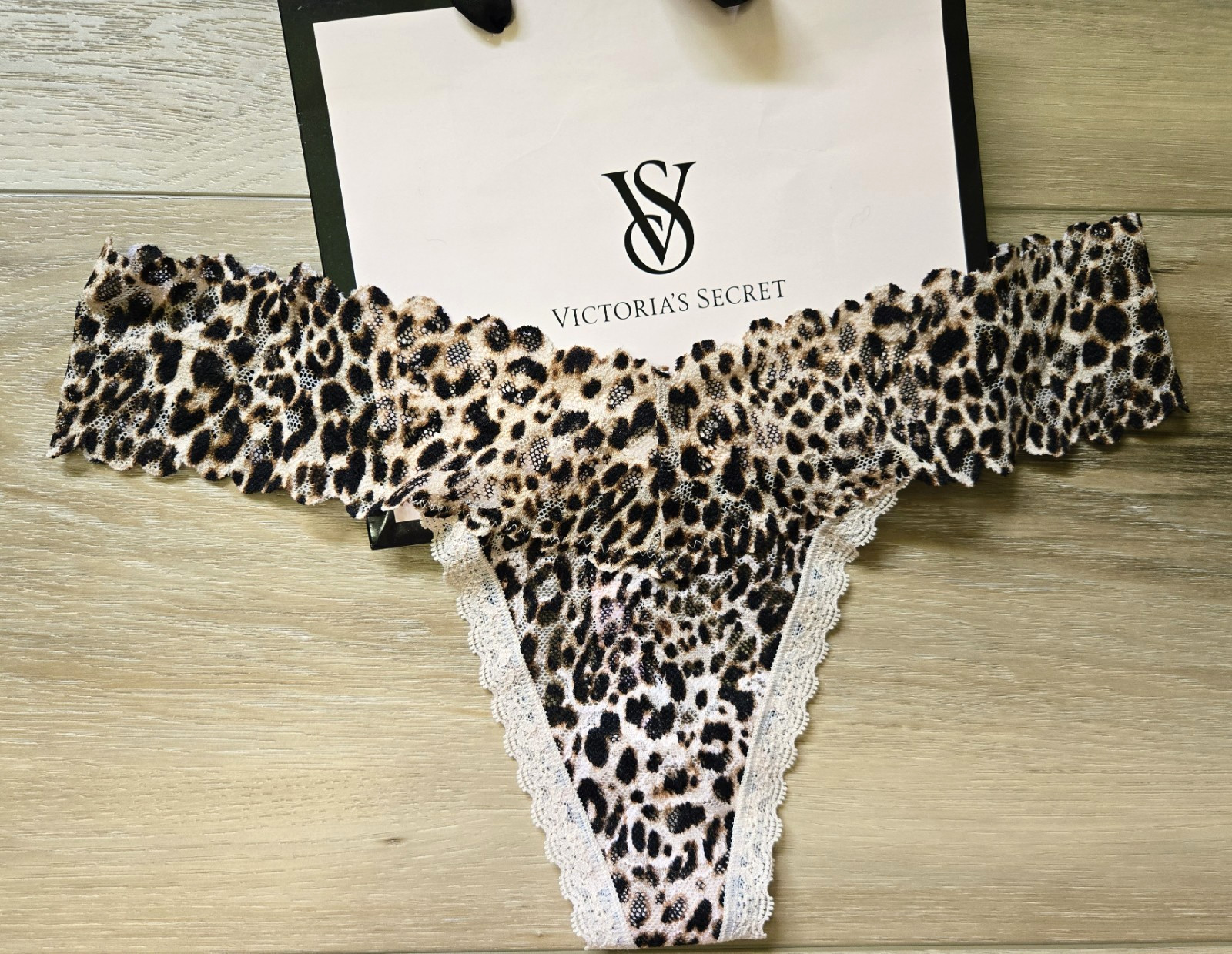 Victoria’s Secret Animal Leopard Sheer Lace Corset Thong String Panties M