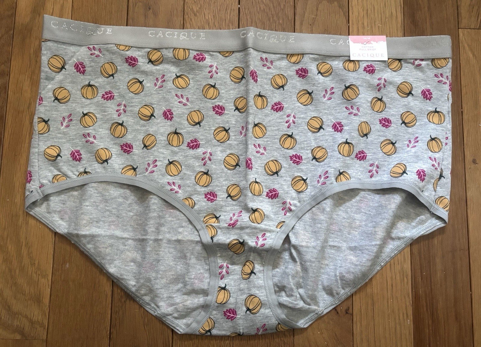 Plus Size 14/16 Lane Bryant Cacique Full Brief Cotton Panty Fall Leaves Pumpkin