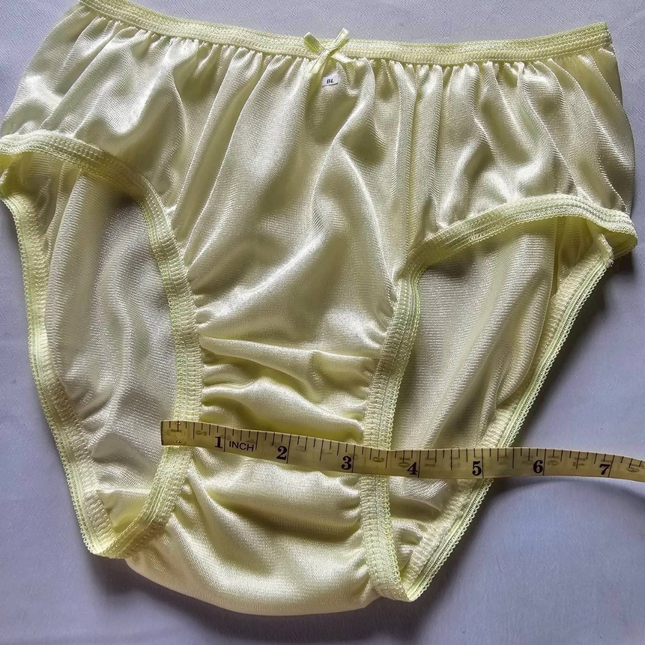 6pcs Yellow Bikini Panties Nylon Underwear Woman Briefs Soft Silky Hip 34″-38″ L