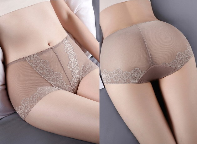 Women High waist Brief Floral Strap Lace Fishnet Sexy Plus Size Underpants 90451