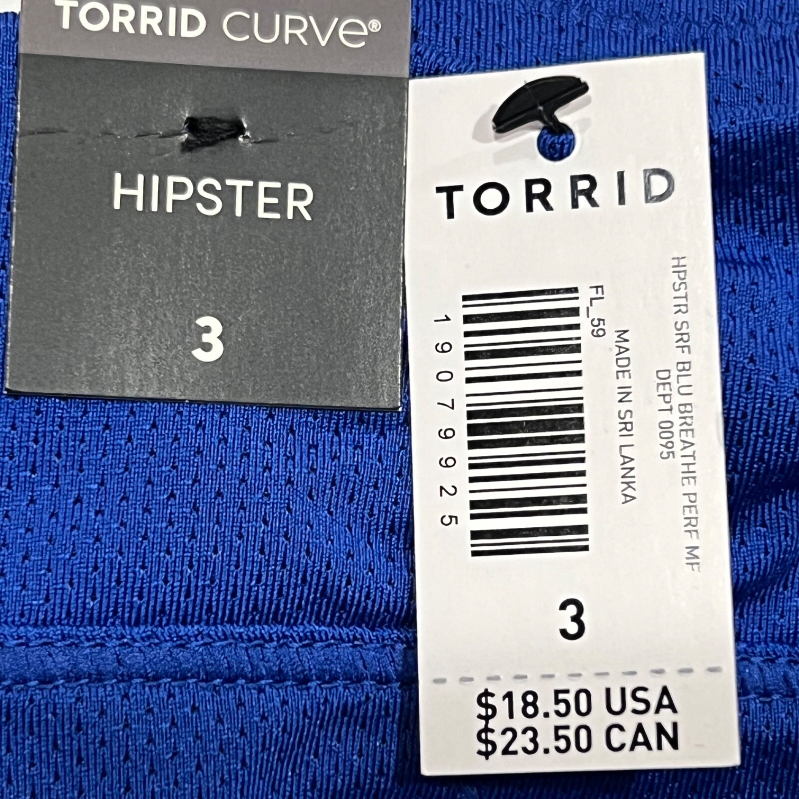 NWT TORRID Hipster Pantie Sz 00X-3X-4X Royal Blue