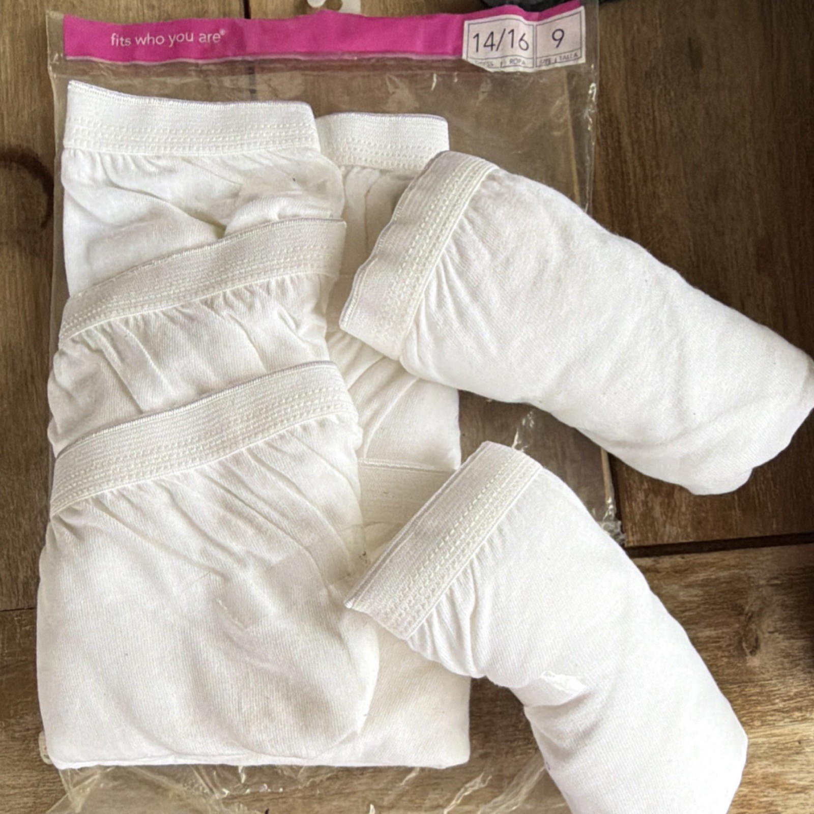 JMS Just My Size Cotton Brief Panties 5 Pack White Plus Size 14/16 No Ride Up