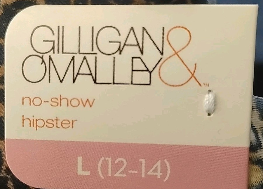 2x Large (12-14) Gilligan & OMalley Black Lace & Animal Print Hipster Panties