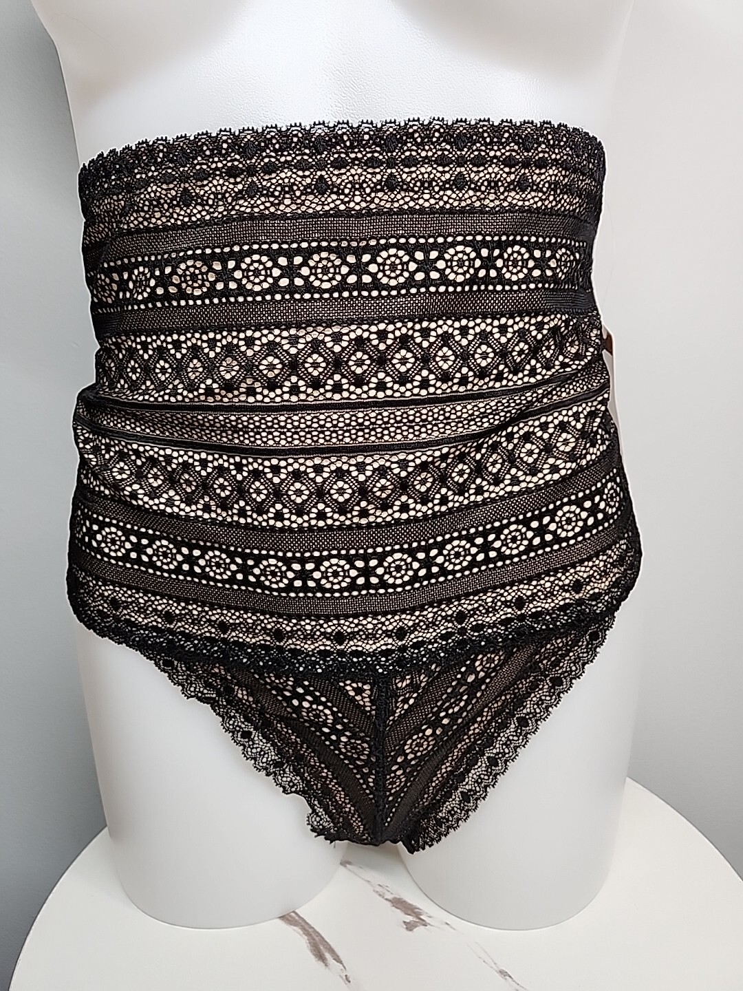 NWT Popilush Shapewear Panties High-waisted Underwear Lace Thong Black Size XL