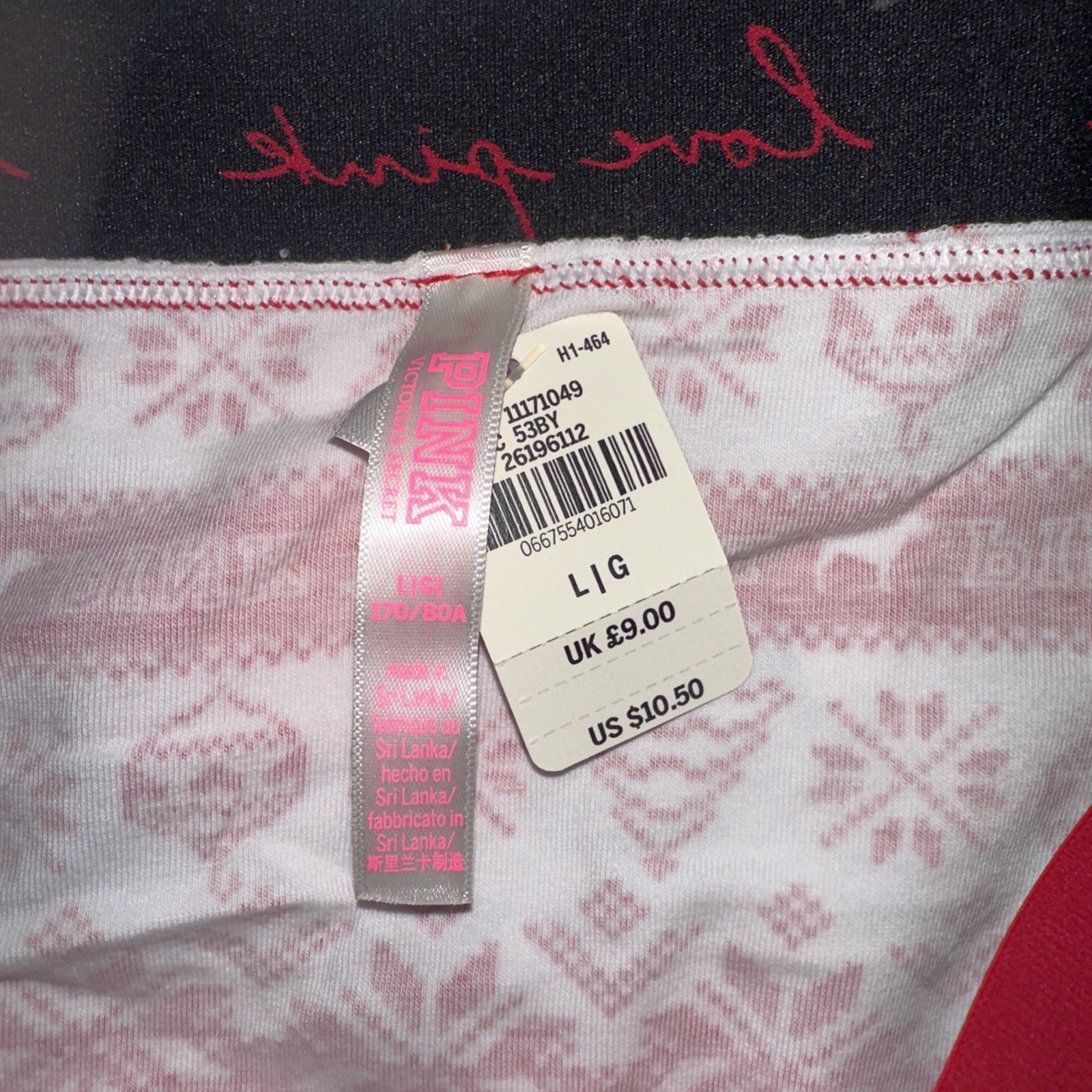 Victoria’s Secret PINK LOGO SHORTIE BOYSHORTS Red White Fair Isle Panty Large