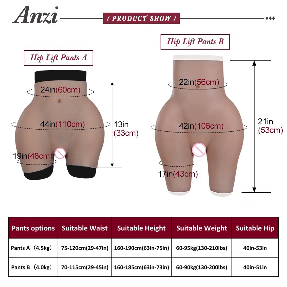Crossdresser Silicone Fake Vagina Panties Pants Hip Buttock Enhancer Transgender