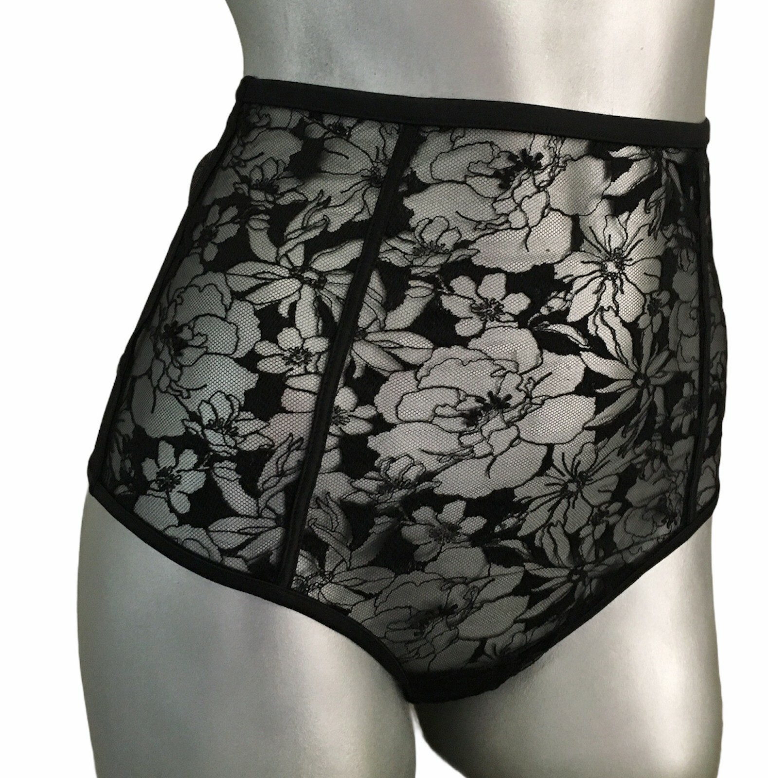 Victorias Secret Luxe Lingerie Embroidered High Waist Cheeky Black Panty S Nwt