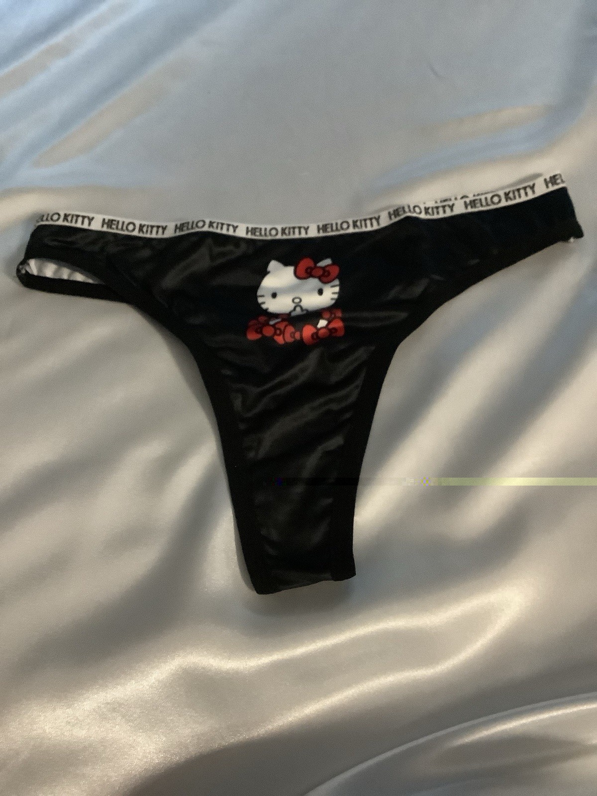 Women’s Teens Hello Kitty Thong Panties Black White Leopard Cartoon 3pk Medium