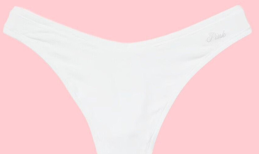 L White Smooth Soft Stretch Cotton High-Leg Thong PINK Victoria’s Secret Pantie