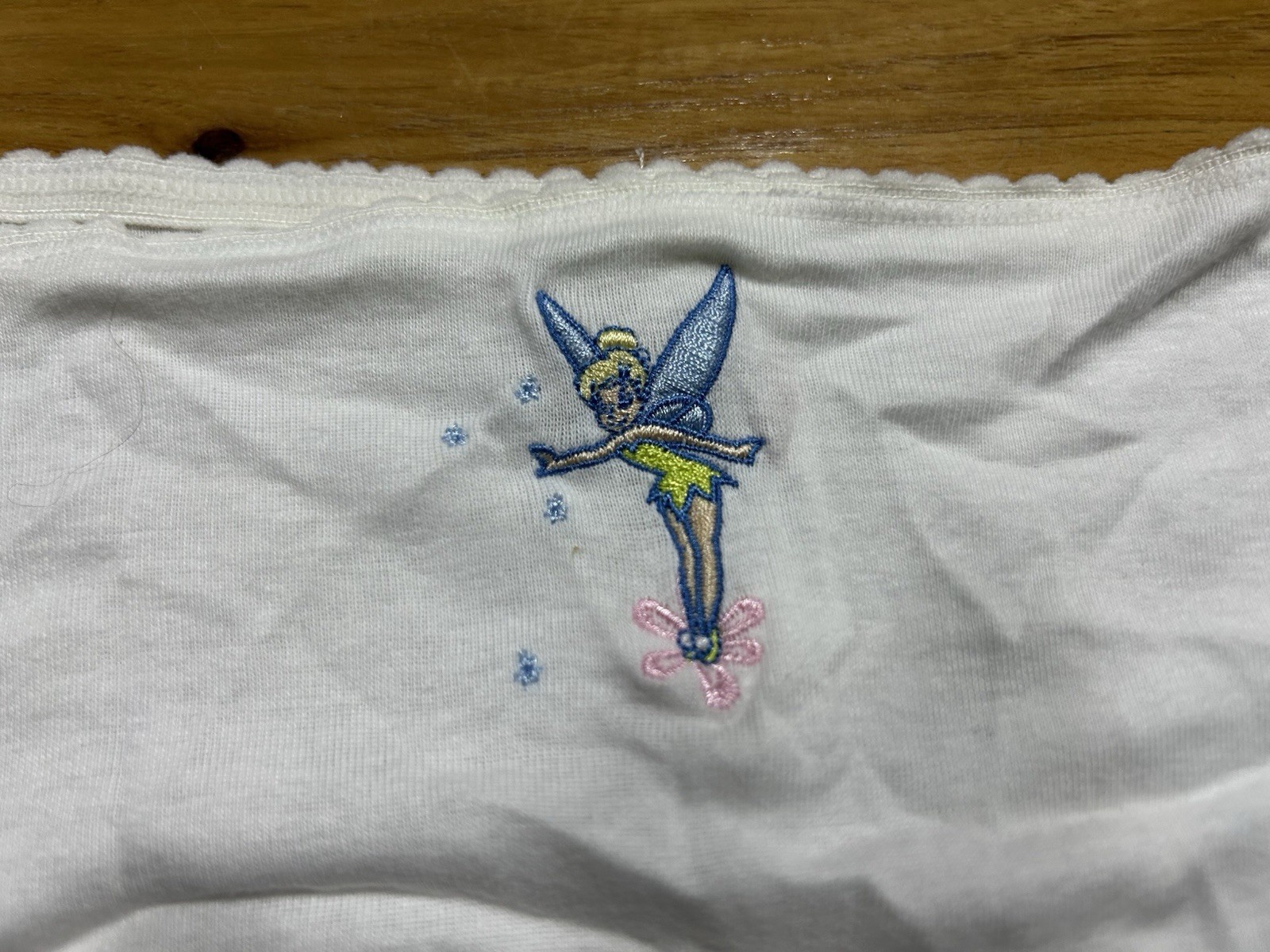 Vintage Disney Store Tinker Bell Embroidered Cotton XL Hi Cut Panties