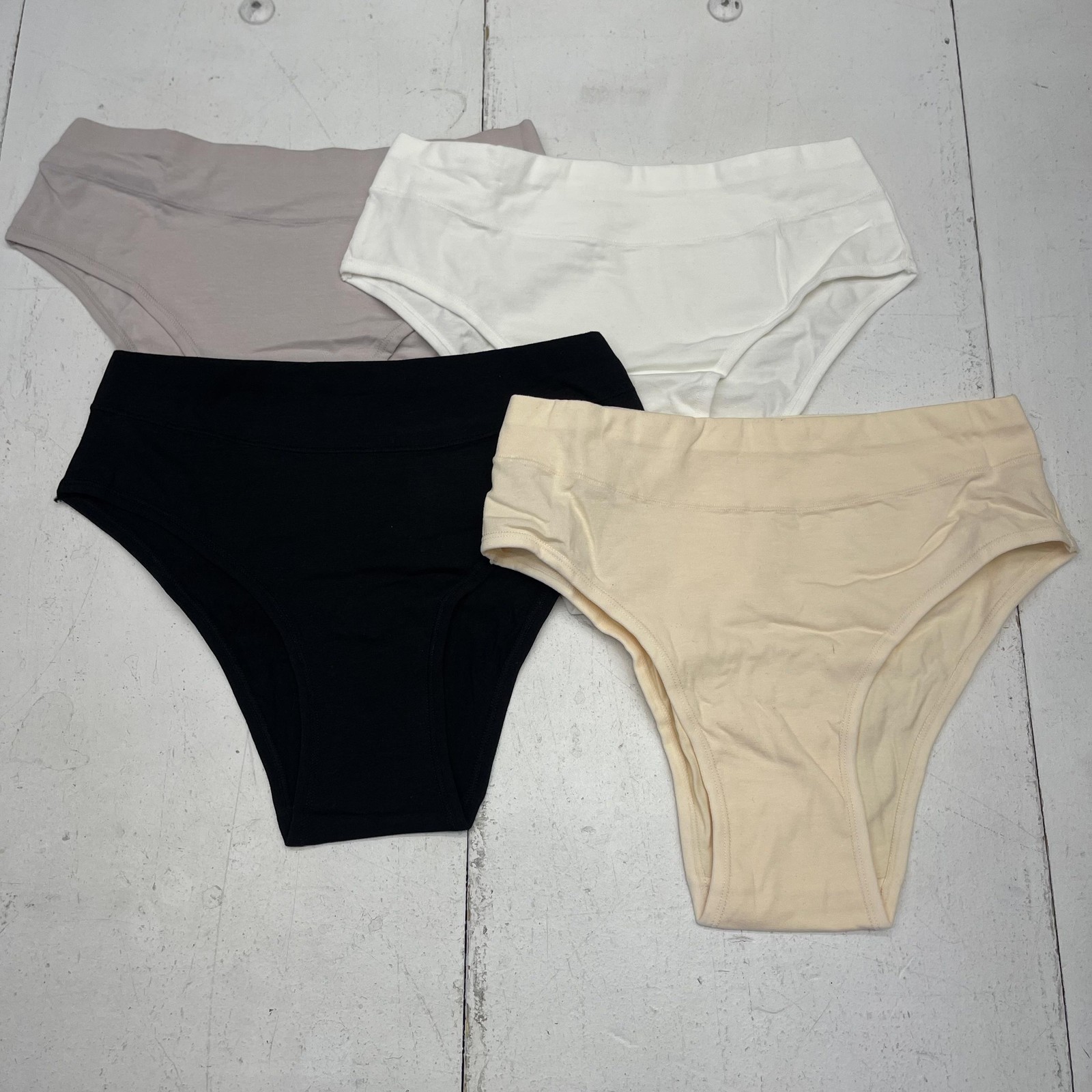 Underwear Panties Womens Medium Black White Beige Gray Bikini Briefs 4 Pack