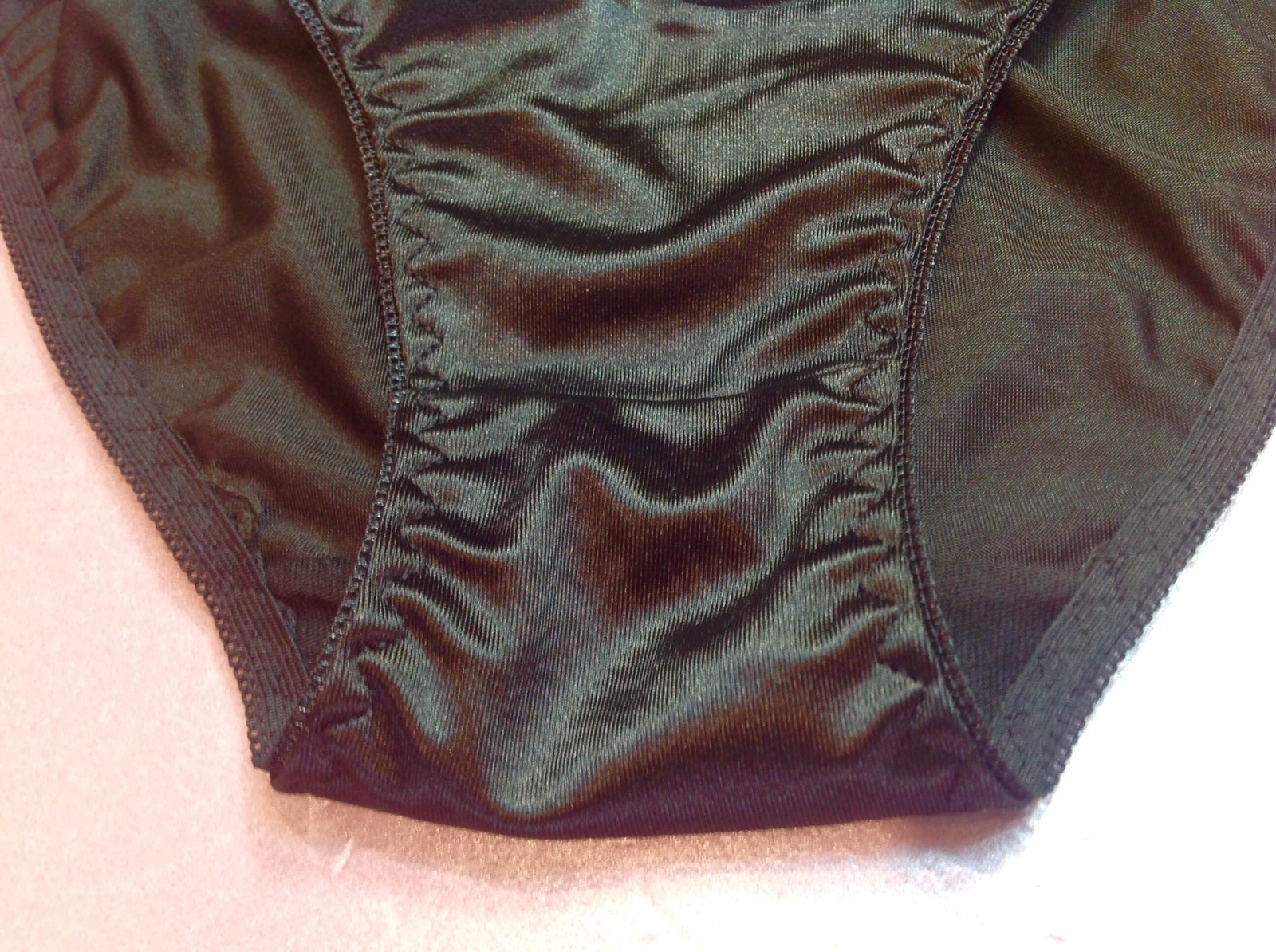 Women Panties Bikinis GRACE Size XL.Black Nylon Satin W/Decoration Elastic