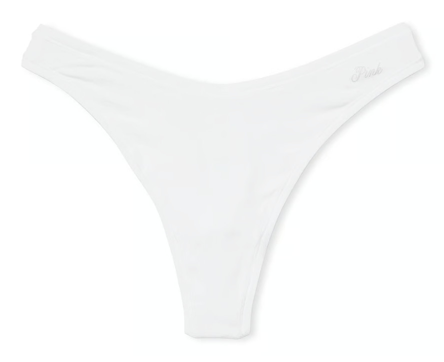 L White Smooth Soft Stretch Cotton High-Leg Thong PINK Victoria’s Secret Pantie
