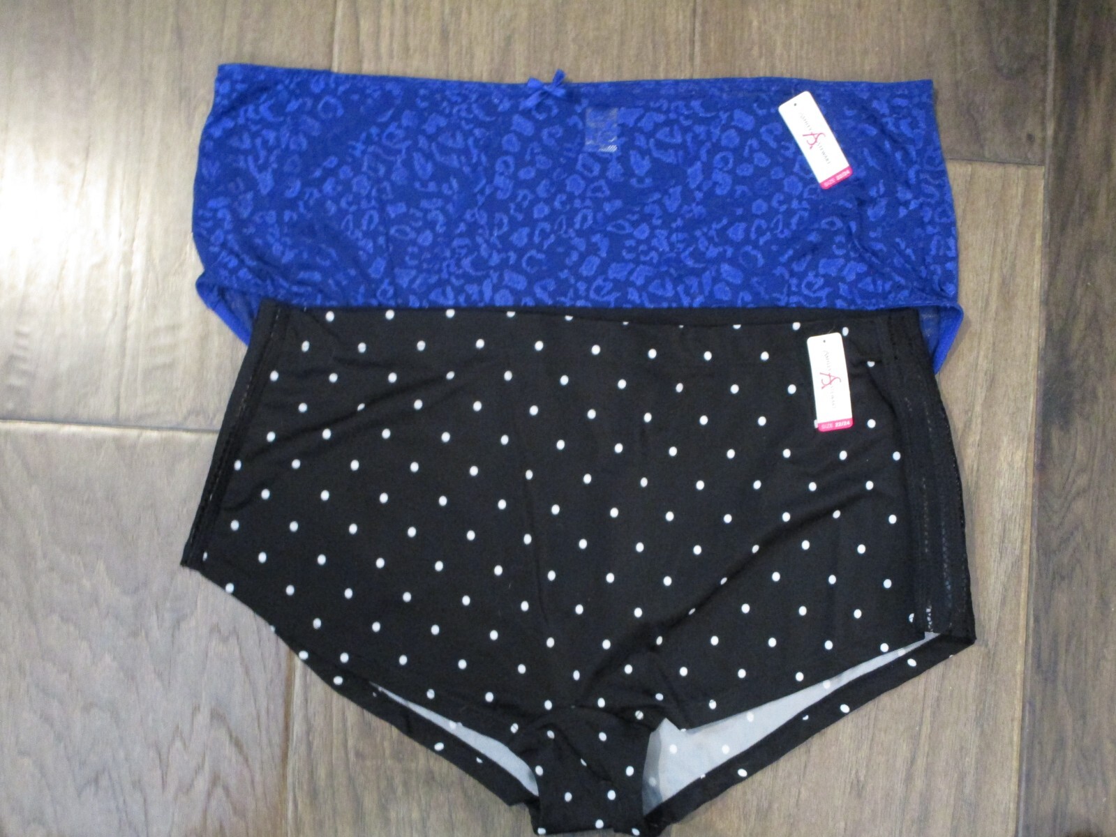 ASHLEY STEWART 2-PACK BLUE MESH BRIEF + BLACK DOT BOYSHORT PANTIES SIZE 22/24