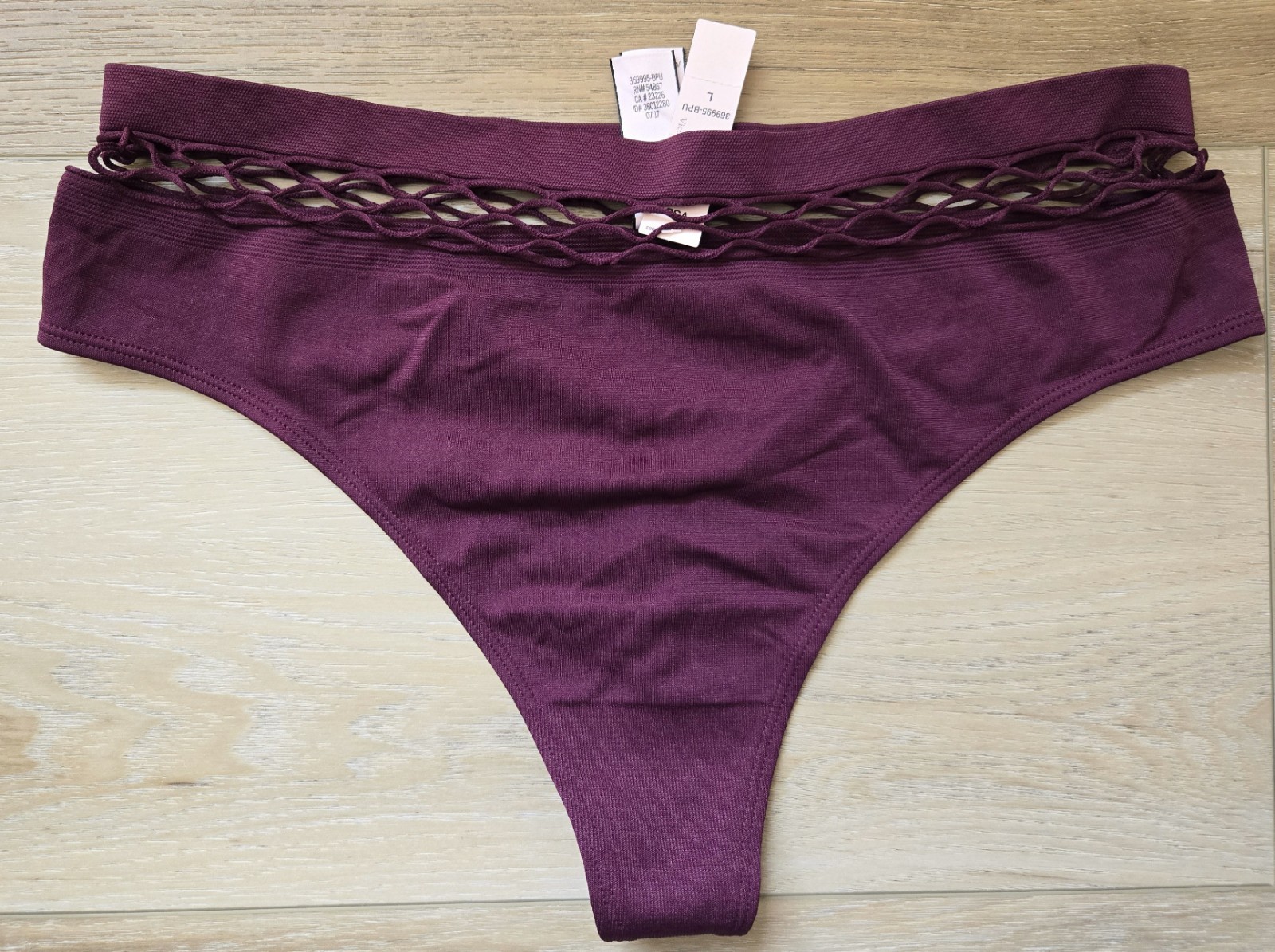 NWT Victoria’s Secret Purple Smooth Seamless Mesh High-Waist Thong Panties L