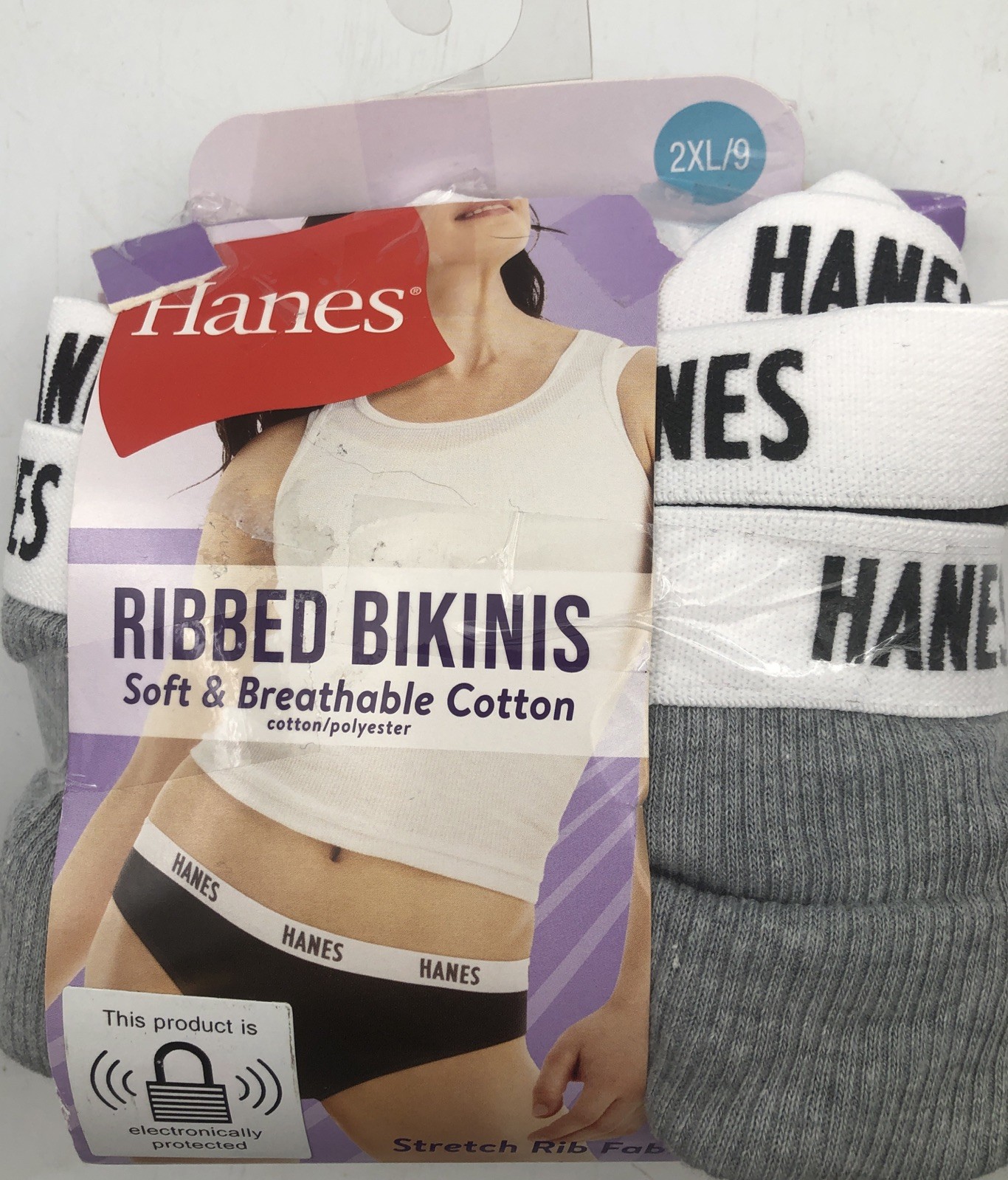 Hanes Ribbed Bikinis 3 Pair 2XL/9 Soft & Breathable Cotton