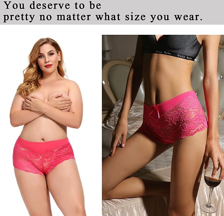 4 Pack of Women’s Underwear Regular & Plus Size Lace Boyshort Panties cheeky