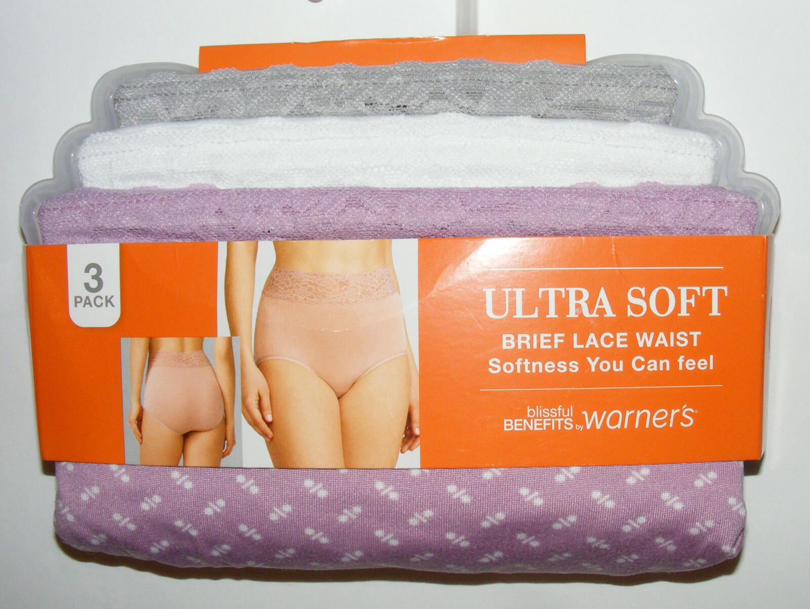 3 Pack Briefs Size S Ultra Soft Sleek Full Coverage Lace Waistband Warner’s