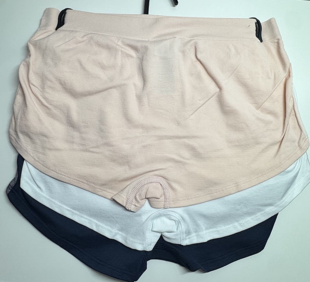 ADIDAS Women’s Size M Boyshort 3-Pack Panties Underwear LOGO Blue Pink White