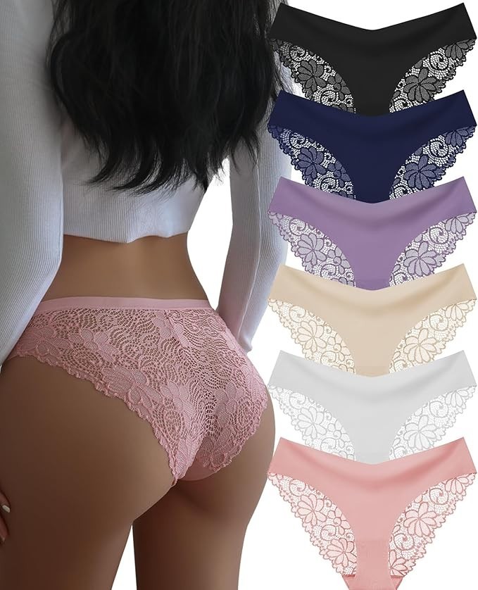 “6 Tangas de Encaje suave Floral Ropa Interior Sexy Bragas de Moda para Mujer,,,