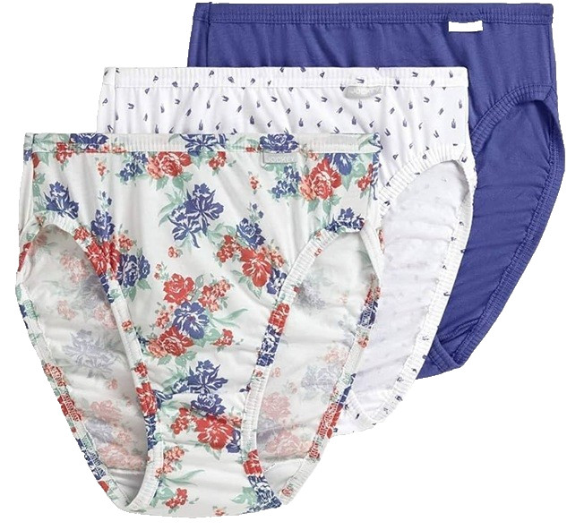 Jockey 3-Pack Elance French Cut Comfort 100% Cotton 1485 Grape Dot 7/L NIP