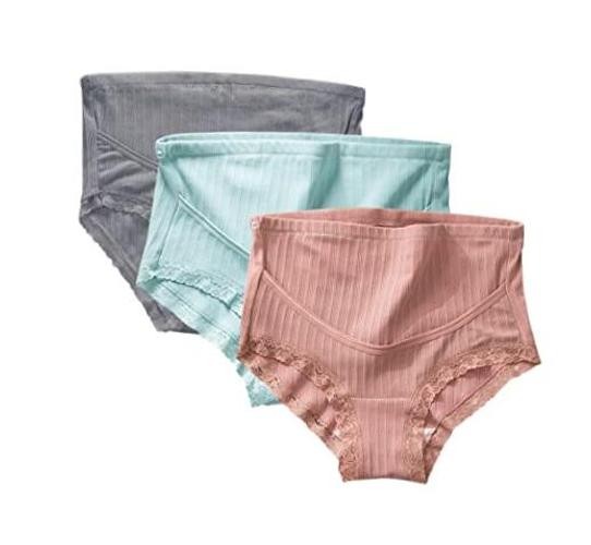 Over Bump Maternity Underwear Cotton Plus 3X-Large Cameo + Gray + Blue Haze