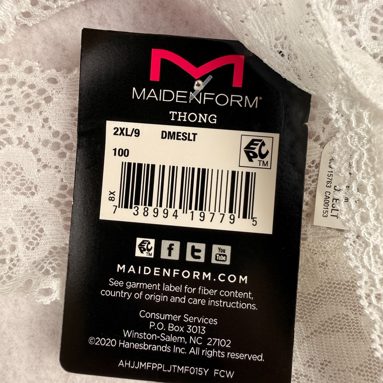 Maidenform Luxurious Lace White Floral Sz 2XL/ 9 Thong Panties DMESLT NWT