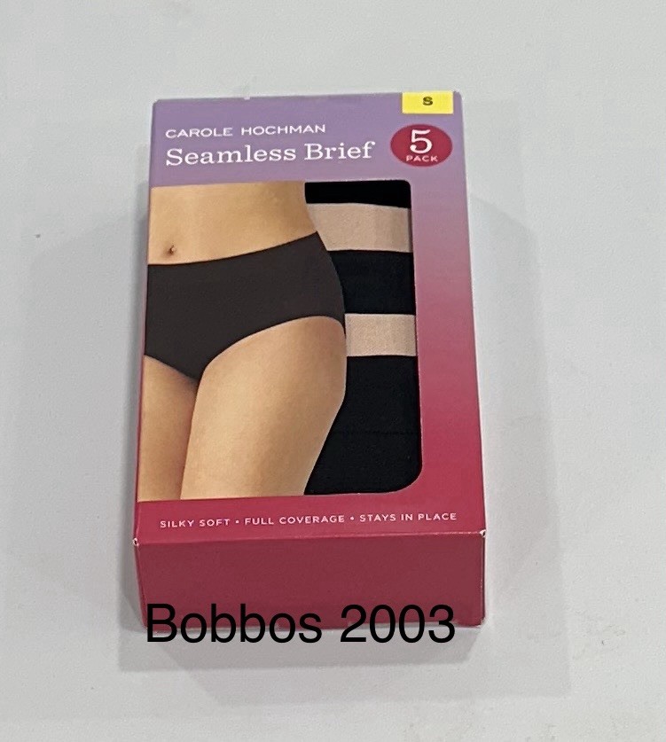 Carole Hochman Women’s 5-Pack Full Coverage Seamless Brief, Black/Beige, Size S