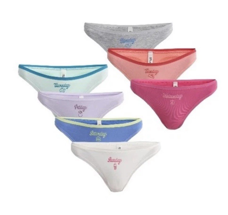 7-Pair NO BOUNDARIES Women’s XXXL (22) Cotton Thong Days Of The Week Underwear