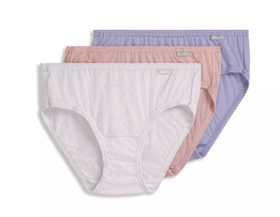 New Jockey Elance Women’s size 8 Bikini Underwear 3 Pack Lilac Purple Pink Dots